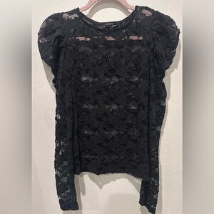 Ambiance Elegant Black Lace Blouse
